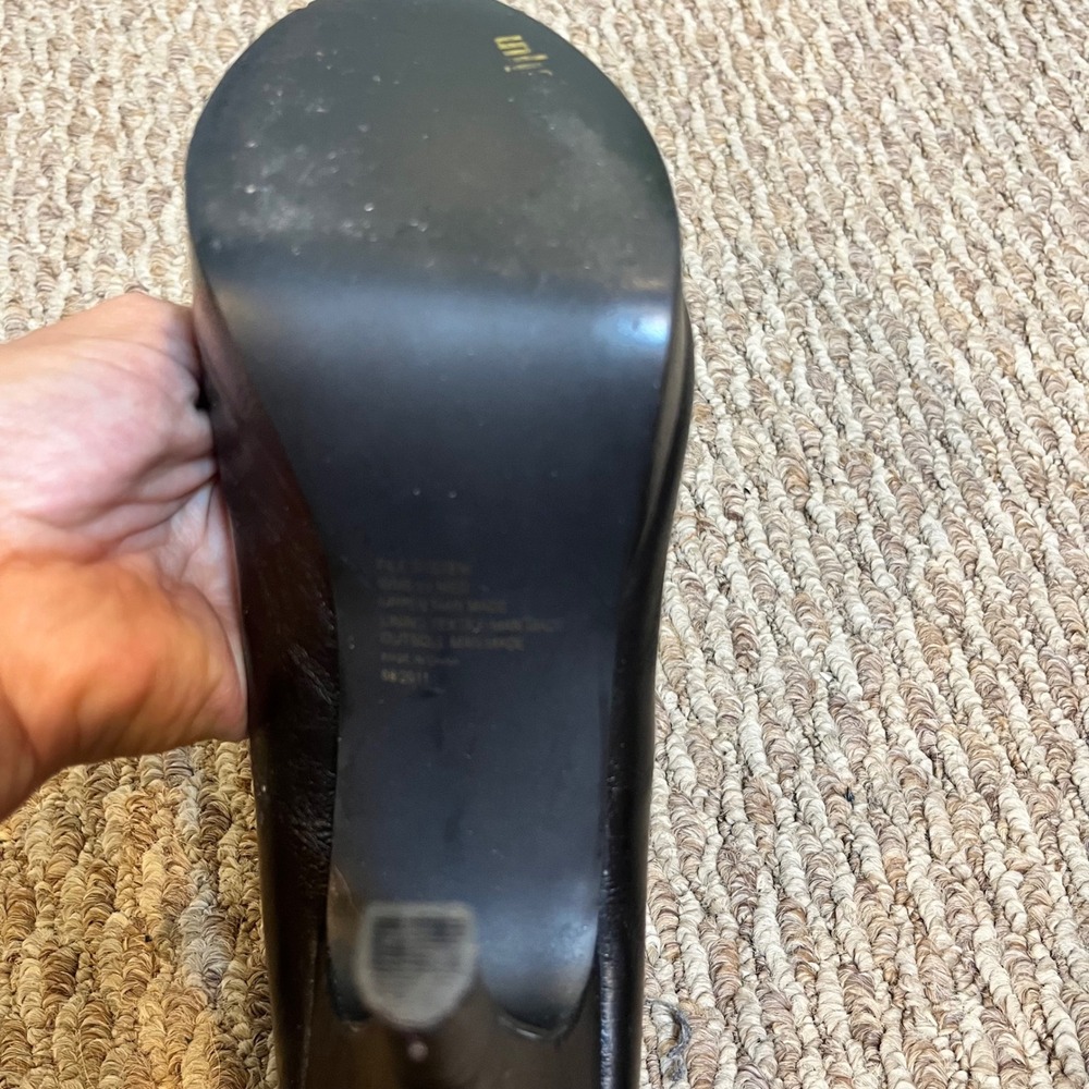 ❤️Unlisted Black Faux Leather Round Toe Stiletto Heel Platform Pumps Size 8.5 - Picture 15 of 16